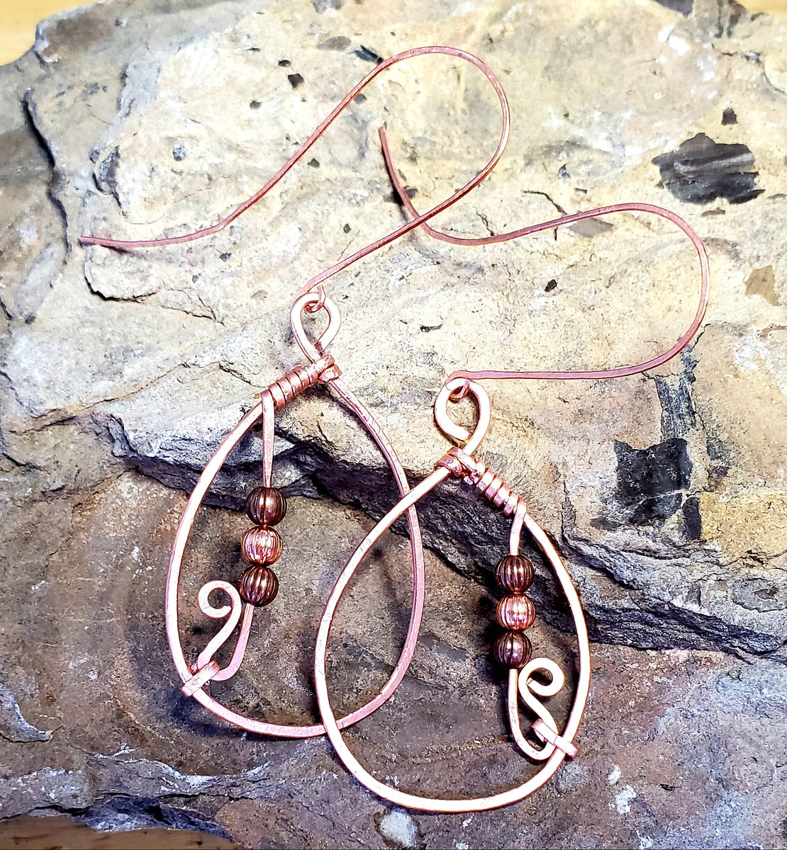 Copper Wire Wrapped Earrings, Healing Copper Jewelry – Arkayscreations