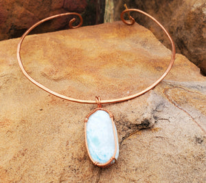 Larimar Twisted and Bent Copper Pendant