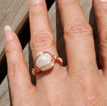Load image into Gallery viewer, White Labradorite aka Rainbow Moonstone Copper Ring